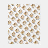 水彩虎の頭動物のパターン フリースブランケット (正面)