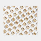 水彩虎の頭動物のパターン フリースブランケット (正面(横))