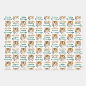 水彩虎の頭動物 ラッピングペーパーシート (正面3)