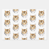 水彩虎の頭動物 ラッピングペーパーシート (正面)