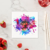 水彩虎の頭 スタンダードカクテルナプキン (インサイチュ)