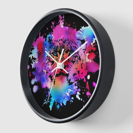 水彩虎の頭 壁時計 (傾斜)