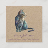 水彩虎猫子猫スクエアビジネスカード スクエア名刺 (正面)