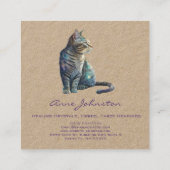 水彩虎猫子猫スクエアビジネスカード スクエア名刺 (裏面)