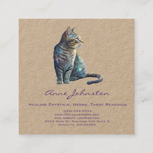 水彩虎猫子猫スクエアビジネスカード スクエア名刺 (裏面)