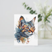 水彩虎猫 ポストカード (スタンド正面)