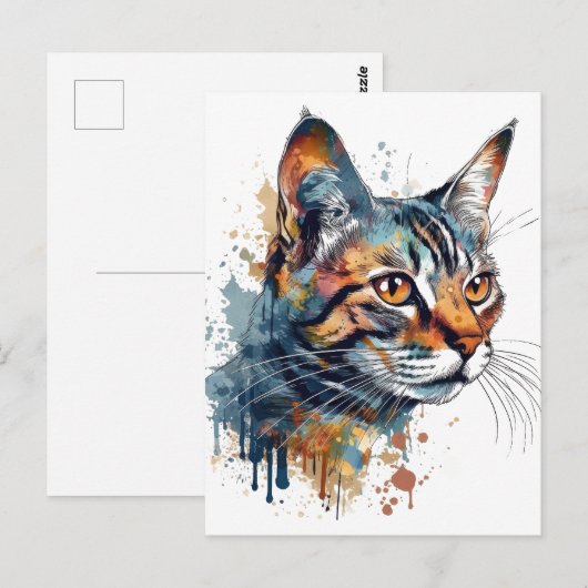 水彩虎猫 ポストカード (正面/裏面)