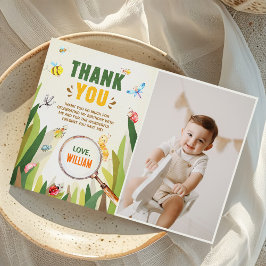 水彩虫虫の少年の誕生日写真 サンキューカード