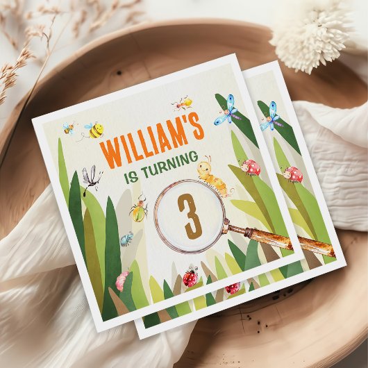 水彩虫虫ボーイ誕生日 スタンダードカクテルナプキン