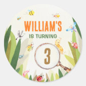 水彩虫虫ボーイ誕生日 ラウンドシール (正面)