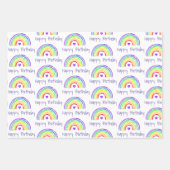 水彩虹とハートハッピーバースデー ラッピングペーパーシート (正面3)