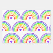 水彩虹とハートハッピーバースデー ラッピングペーパーシート (正面)