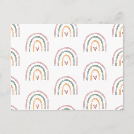 水彩虹とハート誕生発表 インビテーションポストカード (裏面)