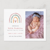 水彩虹とハート誕生発表 インビテーションポストカード