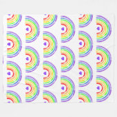 水彩虹とハート フリースブランケット (正面(横))