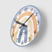 水彩虹と星パーソナライズされた ラウンド壁時計 (傾斜)