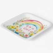 水彩虹と花ガール ペーパープレート (傾斜あり)