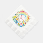 水彩虹と花ガール 縁ありランチョンナプキン (角)