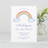 水彩虹と雨滴 子どもの誕生日 招待状 (スタンド正面)