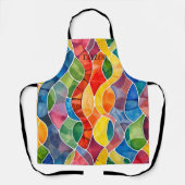 水彩虹のステンドグラス エプロン (正面)