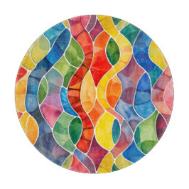 水彩虹のステンドグラス カッティングボード