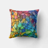 水彩虹のステンドグラス クッション (裏面)