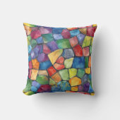 水彩虹のステンドグラス クッション (正面)