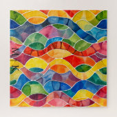 水彩虹のステンドグラス ジグソーパズル (横)