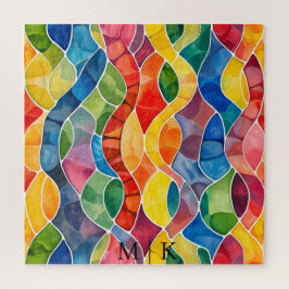 水彩虹のステンドグラス ジグソーパズル