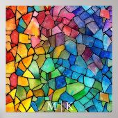 水彩虹のステンドグラス ポスター (正面)