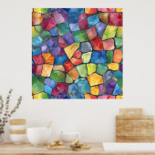 水彩虹のステンドグラス ポスター (キッチン)