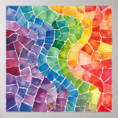 水彩虹のステンドグラス ポスター (正面)