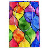 水彩虹のステンドグラス ミディアムペーパーバッグ (正面)