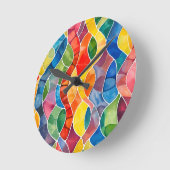 水彩虹のステンドグラス ラウンド壁時計 (傾斜)