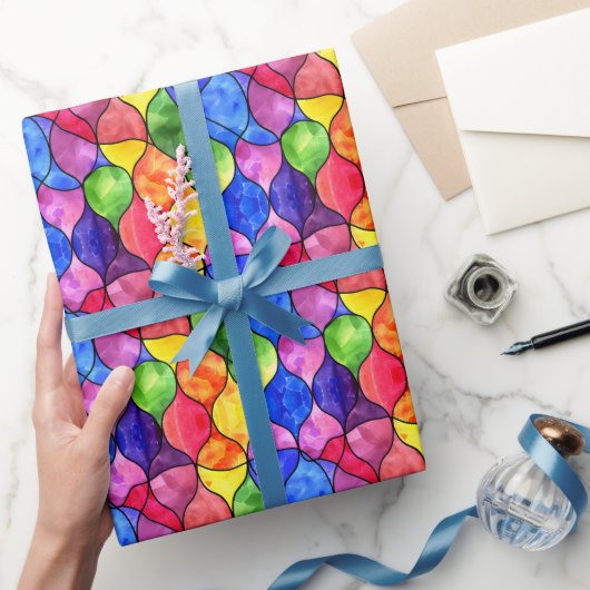 水彩虹のステンドグラス ラッピングペーパー (ギフト)