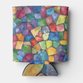 水彩虹のステンドグラス 缶クーラー (正面)