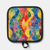 水彩虹のステンドグラス 鍋敷き (正面)