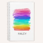 水彩虹のブラシストロークアーティスト名おもしろい ノートブック (正面)