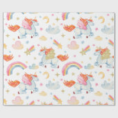 水彩虹のユニコーンパターン ラッピングペーパー (フラット)