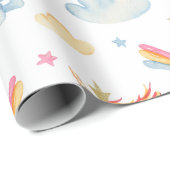 水彩虹のユニコーンパターン ラッピングペーパー (ロールコーナー)