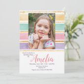 水彩虹の写真誕生パーティー 招待状 (スタンド正面)