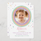 水彩虹の写真誕生パーティー 招待状 (正面/裏面)