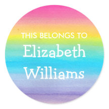 水彩虹の名前ラベルシール