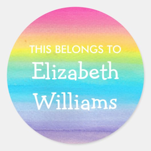 水彩虹の名前ラベルシール ラウンドシール (正面)