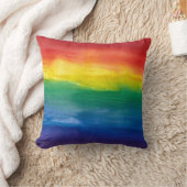 水彩虹の投げクッション クッション (ブランケット)