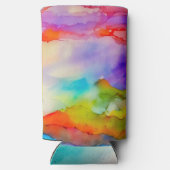 水彩虹の色アーパーソナライズされたト スリム缶クーラー (裏面)