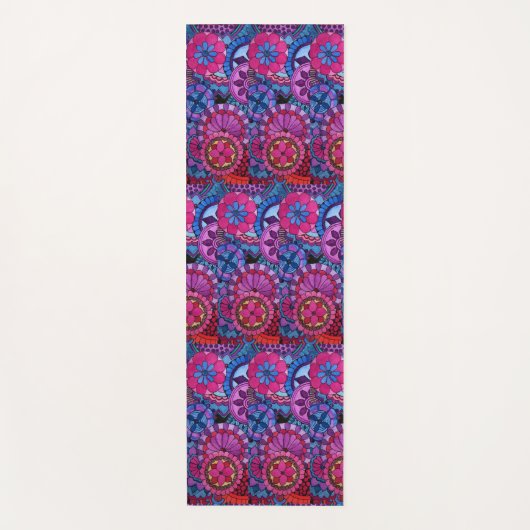 水彩虹の色曼荼羅 ヨガマット (正面)