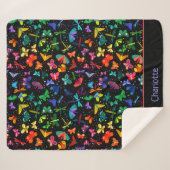 水彩虹の蝶のパーソナライズされた子 シェルパブランケット (正面(横))