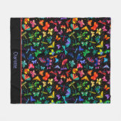 水彩虹の蝶のパーソナライズされた子 フリースブランケット (正面(横))