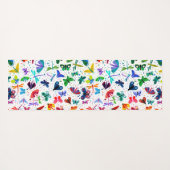 水彩虹の蝶のパーソナライズされた子 ヨガマット (裏面(横))